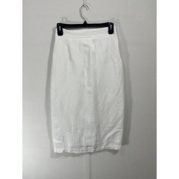 Mod Ref White Linen Viscose Blend Pencil Skirt S - Picture 1 of 10